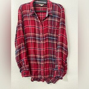 Lucky Brand Red Plaid Button-Down Shirt